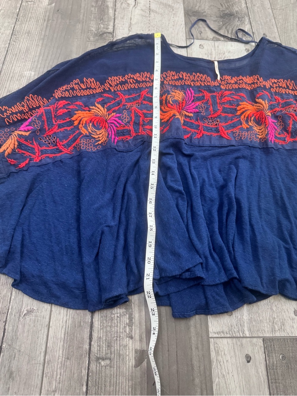 Free People Love Letter Embroidered Top Tunic Oversized Boho Medium - Picture 4 of 7